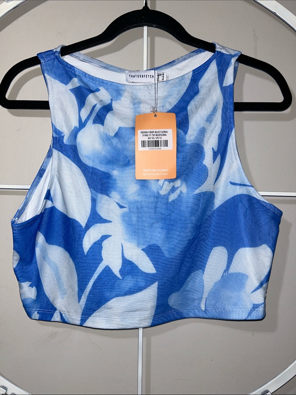NWT ThatsSO Fetch Blue Floral Crop Tank